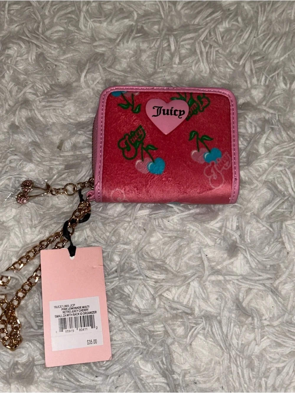Juicy Couture Cherry Gelato Pink Lemonade Retro Zip Around Wallet Pink NEW